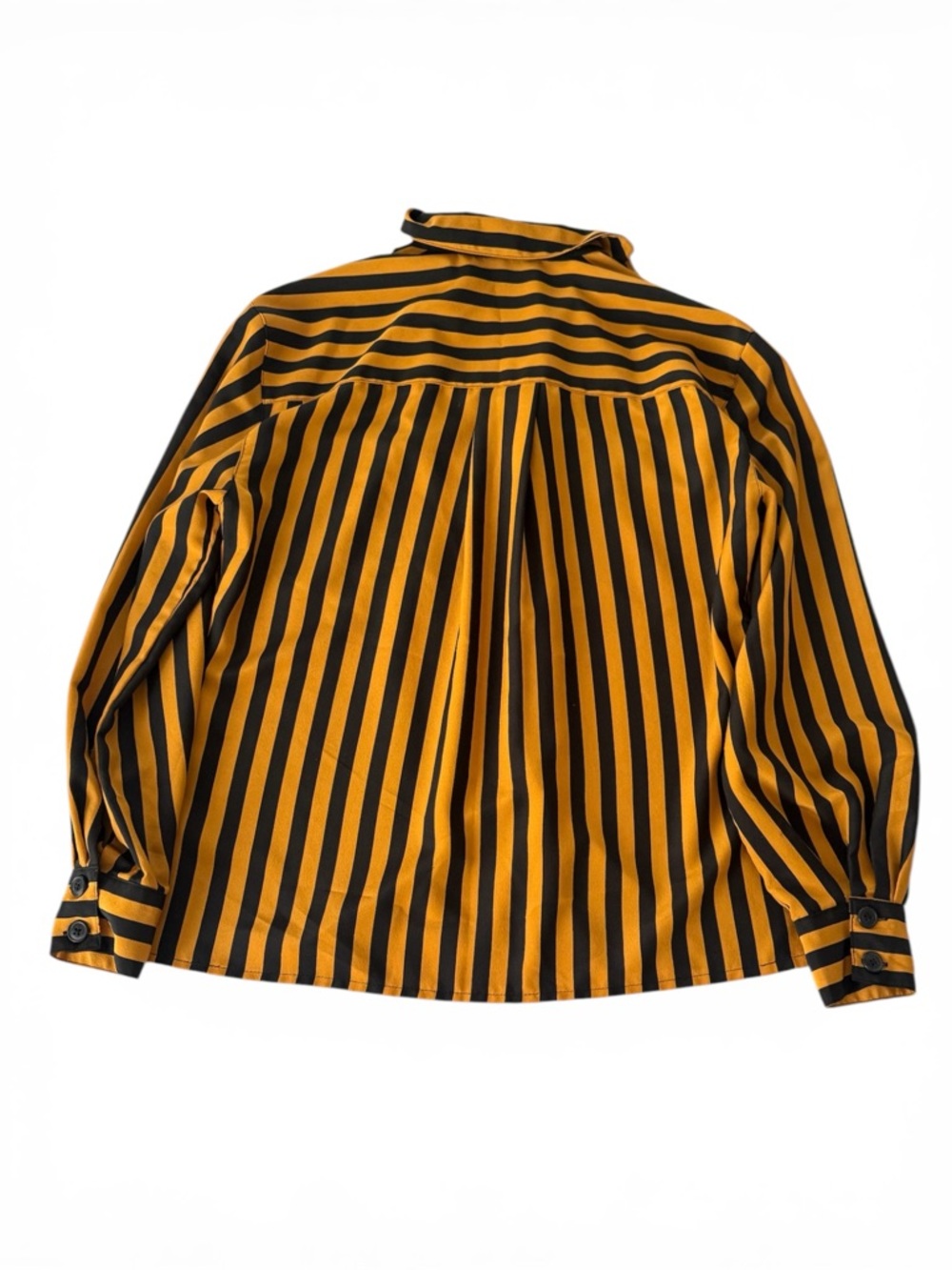 Jones New York Blouse Womens Size 8 Striped Black & Mustard Yellow Button Down - Picture 4 of 6